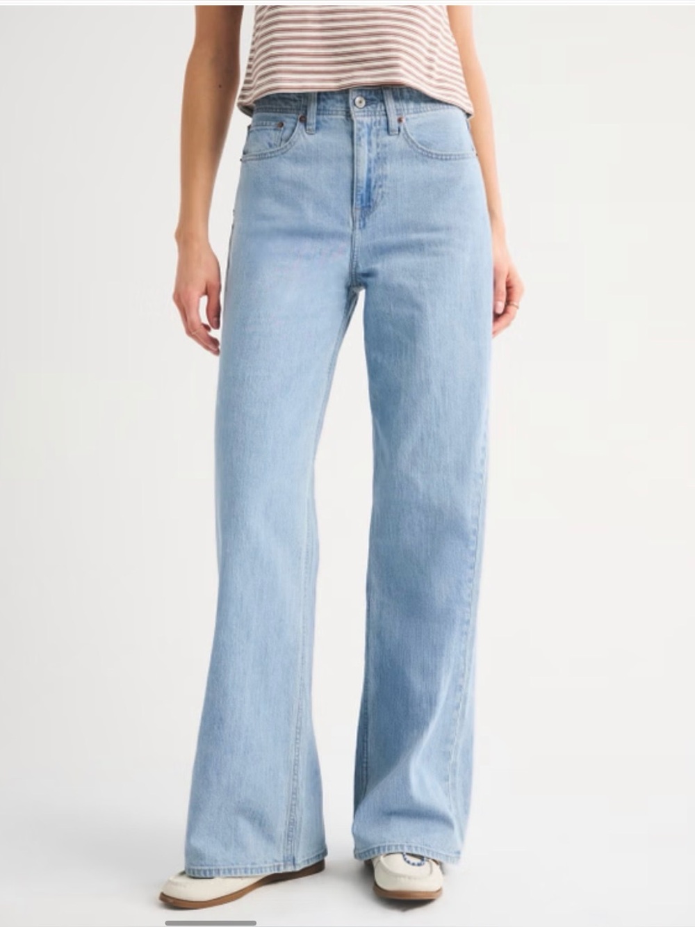 Abercrombie Linen-Blend High Rise Wide Leg Jean